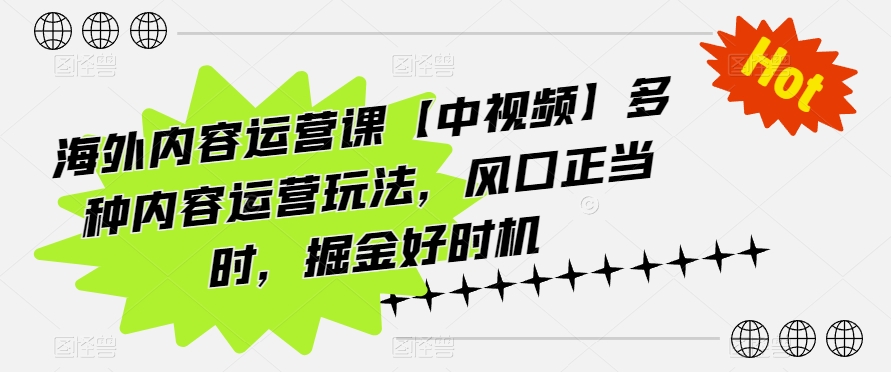 海外内容运营课【中视频】多种内容运营玩法，风口正当时，掘金好时机-灵动共创
