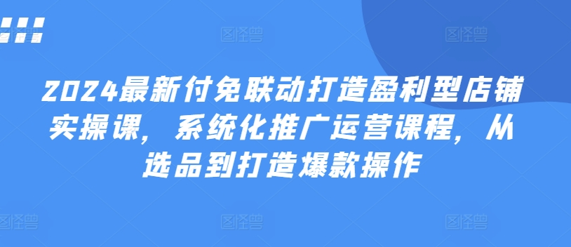 2024最新付免联动打造盈利型店铺实操课，​系统化推广运营课程，从选品到打造爆款操作-灵动共创