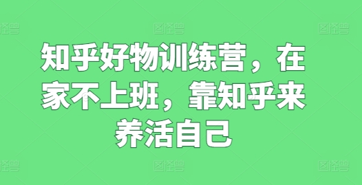 知乎好物训练营，在家不上班，靠知乎来养活自己-灵动共创