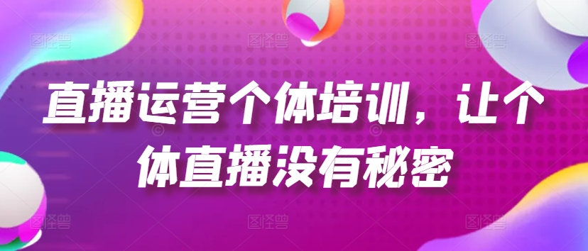 直播运营个体培训，让个体直播没有秘密，起号、货源、单品打爆、投流等玩法-灵动共创