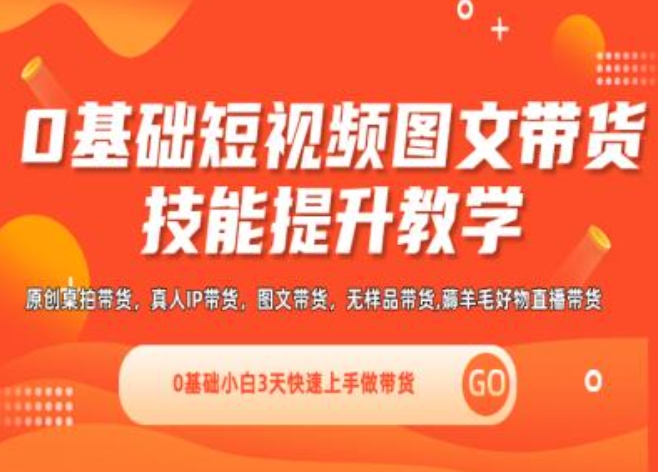 0基础短视频图文带货实操技能提升教学(直播课+视频课),0基础小白3天快速上手做带货-灵动共创
