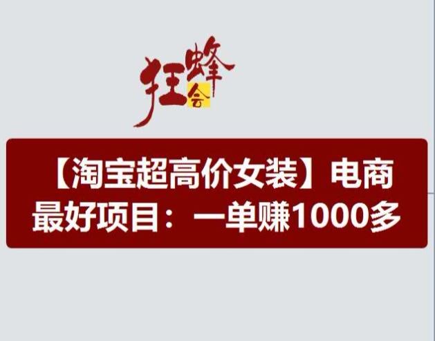 淘宝超高价女装项目，电商最好赛道，一单赚1000多-灵动共创