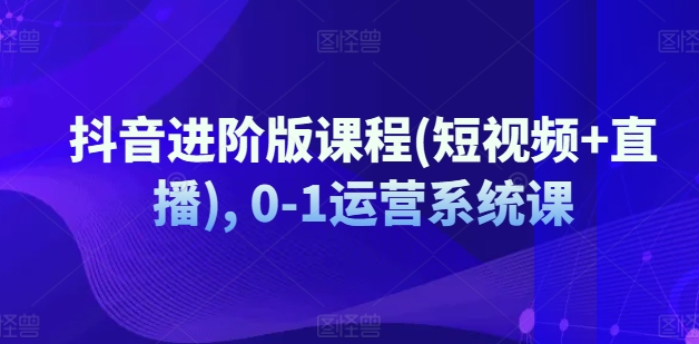 抖音进阶版课程(短视频+直播), 0-1运营系统课-灵动共创