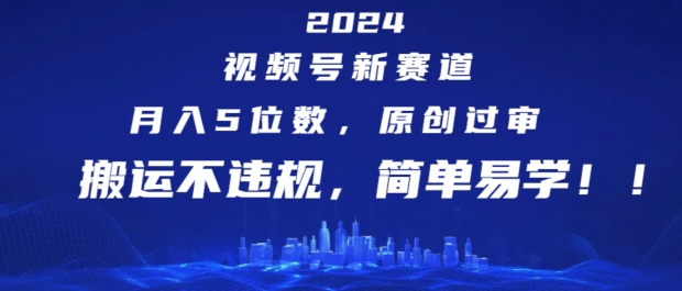 2024视频号新赛道，月入5位数+，原创过审，搬运不违规，简单易学【揭秘】-灵动共创