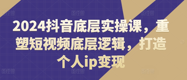 2024抖音底层实操课，​重塑短视频底层逻辑，打造个人ip变现-灵动共创
