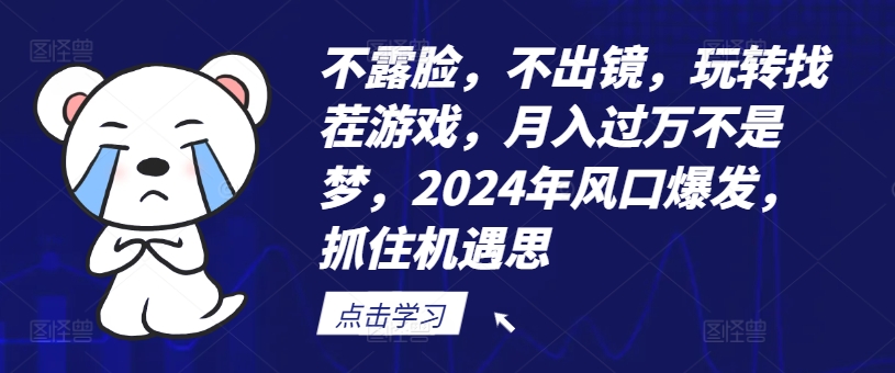 不露脸，不出镜，玩转找茬游戏，月入过万不是梦，2024年风口爆发，抓住机遇【揭秘】-灵动共创