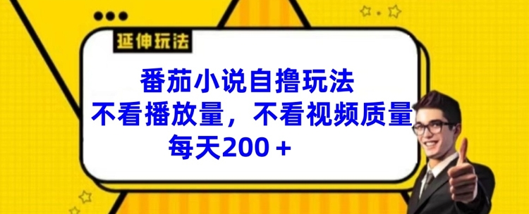 番茄小说自撸玩法，不看播放量，不看视频质量，每天200+【揭秘】-灵动共创