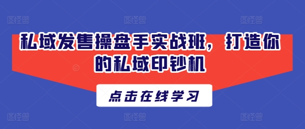 私域发售操盘手实战班，打造你的私域印钞机-灵动共创
