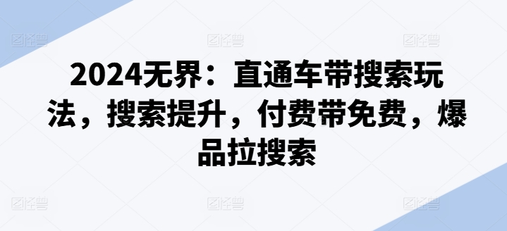 2024无界：直通车带搜索玩法，搜索提升，付费带免费，爆品拉搜索-灵动共创