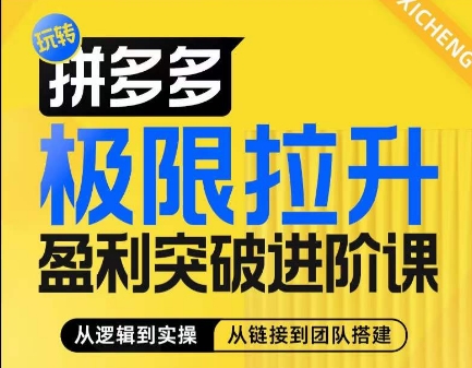 拼多多极限拉升盈利突破进阶课，​从算法到玩法，从玩法到团队搭建，体系化系统性帮助商家实现利润提升-灵动共创
