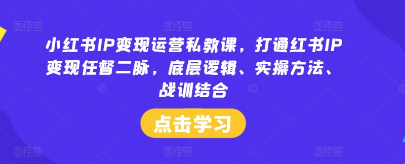 小红书IP变现运营私教课，打通红书IP变现任督二脉，底层逻辑、实操方法、战训结合-灵动共创