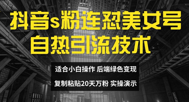 抖音s粉连怼美女号自热引流技术复制粘贴，20天万粉账号，无需实名制，矩阵操作【揭秘】-灵动共创