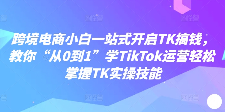 跨境电商小白一站式开启TK搞钱，教你“从0到1”学TikTok运营轻松掌握TK实操技能-灵动共创