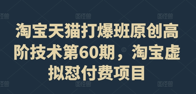 淘宝天猫打爆班原创高阶技术第60期，淘宝虚拟怼付费项目-灵动共创