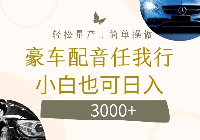 不为人知的暴力小项目，豪车配音，日入几张【揭秘】-灵动共创