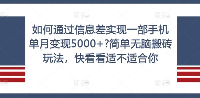如何通过信息差实现一部手机单月变现5000+?简单无脑搬砖玩法，快看看适不适合你【揭秘】-灵动共创