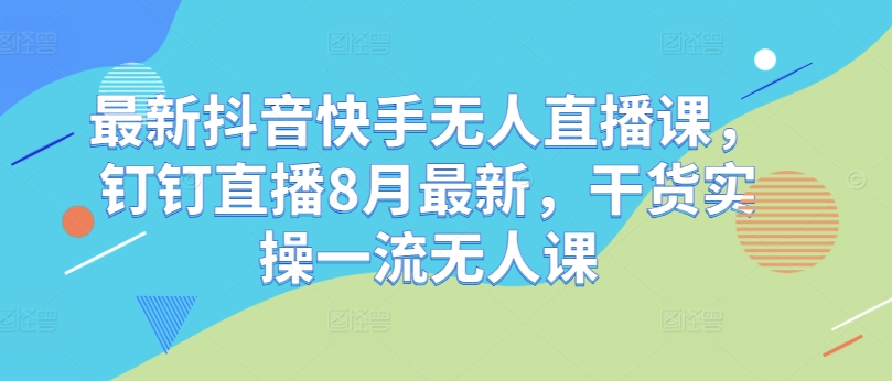 最新抖音快手无人直播课，钉钉直播8月最新，干货实操一流无人课-灵动共创