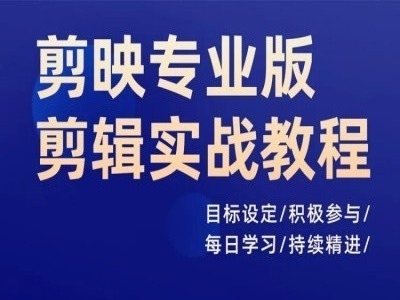 剪映专业版剪辑实战教程，目标设定/积极参与/每日学习/持续精进-灵动共创