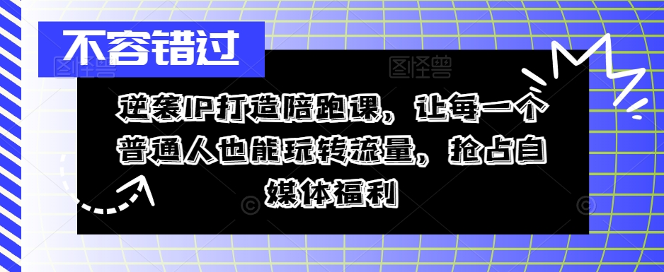 逆袭IP打造陪跑课，让每一个普通人也能玩转流量，抢占自媒体福利-灵动共创