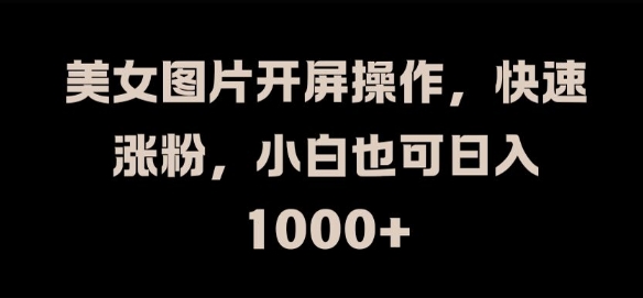 美女图片开屏操作，快速涨粉，小白也可日入1k【揭秘】-灵动共创