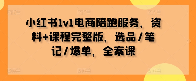 小红书1v1电商陪跑服务，资料+课程完整版，选品/笔记/爆单，全案课-灵动共创