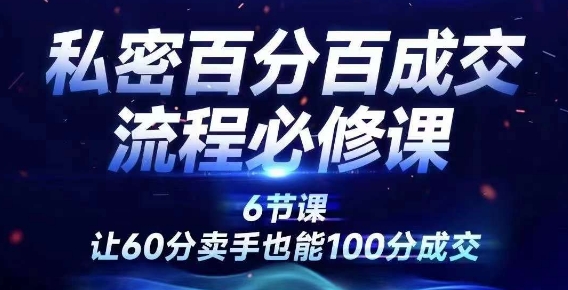 私密百分百成交流程线上训练营，绝对成交，让60分卖手也能100分成交-灵动共创