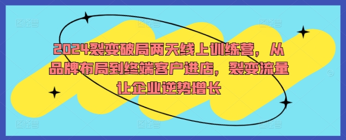 2024裂变破局两天线上训练营，从品牌布局到终端客户进店，裂变流量让企业逆势增长-灵动共创