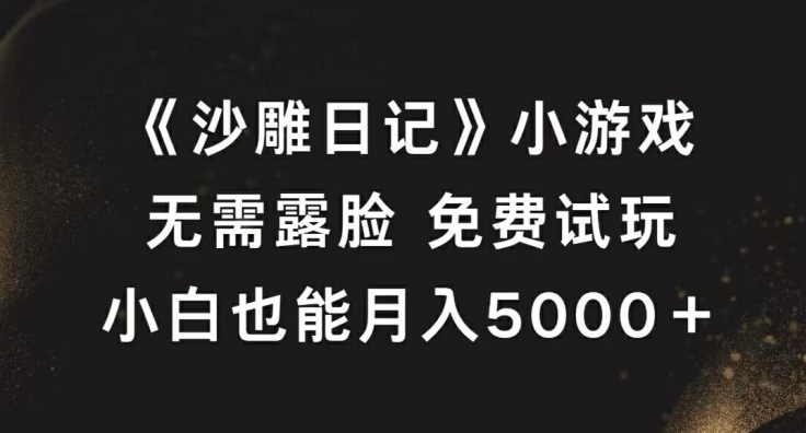 《沙雕日记》小游戏，无需露脸免费试玩，小白也能月入5000+【揭秘】-灵动共创