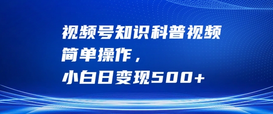 视频号知识科普视频，简单操作，小白日变现500+【揭秘】-灵动共创