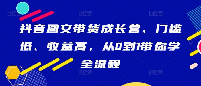 抖音图文带货成长营，门槛低、收益高，从0到1带你学全流程-灵动共创