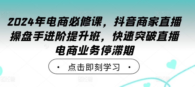 2024年电商必修课，抖音商家直播操盘手进阶提升班，快速突破直播电商业务停滞期-灵动共创