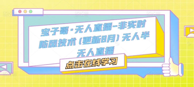 宝子哥·无人直播-非实时防风技术(更新9月)无人半无人直播-灵动共创