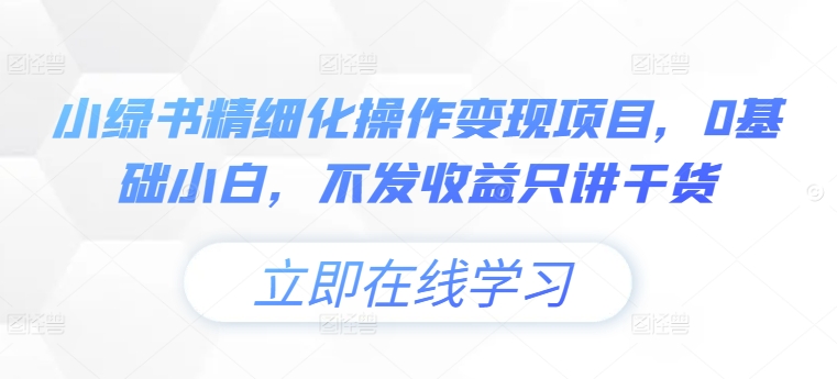 小绿书精细化操作变现项目，0基础小白，不发收益只讲干货-灵动共创