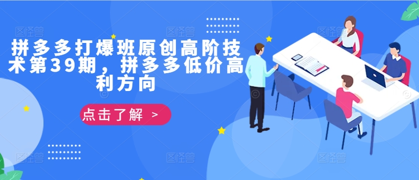 拼多多打爆班原创高阶技术第39期，拼多多低价高利方向-灵动共创