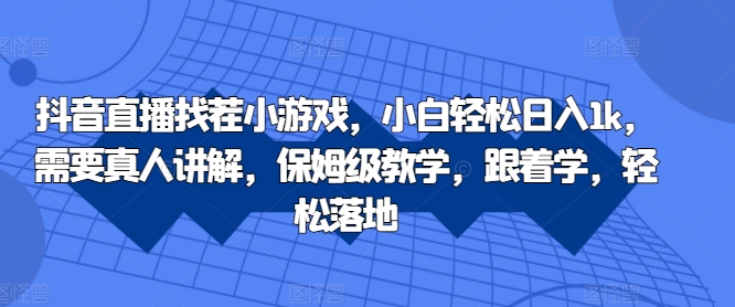 抖音直播找茬小游戏，小白轻松日入1k，需要真人讲解，保姆级教学，跟着学，轻松落地【揭秘】-灵动共创