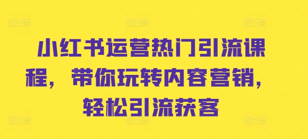 小红书运营热门引流课程，带你玩转内容营销，轻松引流获客-灵动共创