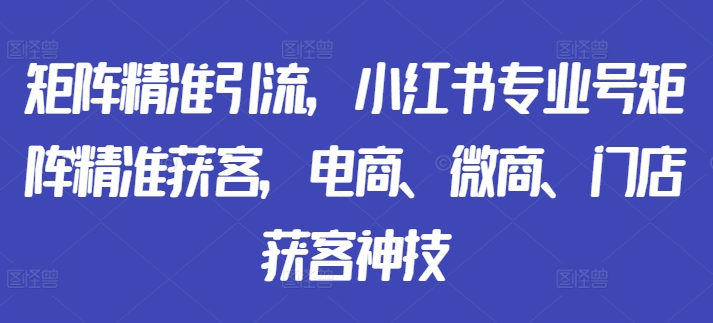 矩阵精准引流，小红书专业号矩阵精准获客，电商、微商、门店获客神技-灵动共创