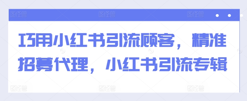 巧用小红书引流顾客，精准招募代理，小红书引流专辑-灵动共创