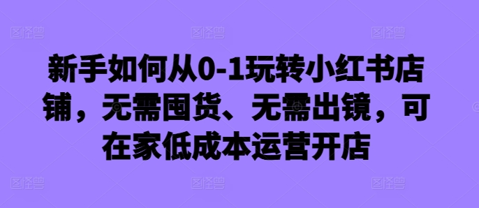 新手如何从0-1玩转小红书店铺，无需囤货、无需出镜，可在家低成本运营开店-灵动共创