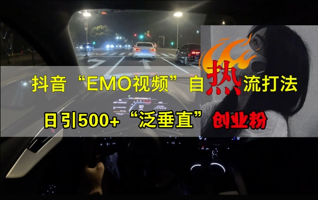 抖音EMO视频自热打法，日引500+“泛垂直”创业粉-灵动共创