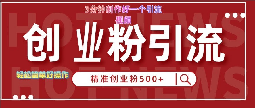 快手被动引流创业粉500+的玩法，3分钟制作好一个引流视频，轻松简单好操作【揭秘】-灵动共创