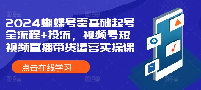 2024蝴蝶号零基础起号全流程+投流，视频号短视频直播带货运营实操课-灵动共创