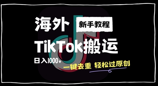 2024最新海外TikTok搬运玩法，一键去重轻松过原创，新手无经验也能日入1k【揭秘】-灵动共创