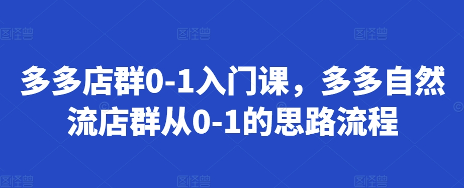 多多店群0-1入门课，多多自然流店群从0-1的思路流程-灵动共创