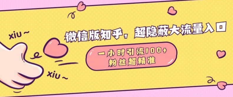 微信版知乎，超隐蔽流量入口1小时引流100人，粉丝质量超高【揭秘】-灵动共创