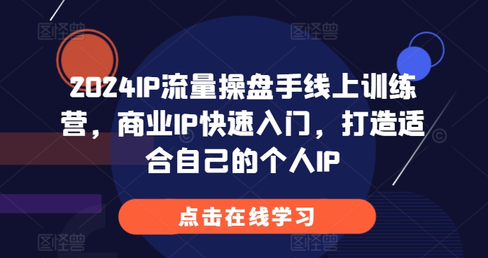 2024IP流量操盘手线上训练营，商业IP快速入门，打造适合自己的个人IP-灵动共创