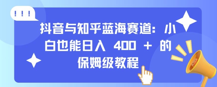 抖音与知乎蓝海赛道：小白也能日入 4张 的保姆级教程-灵动共创
