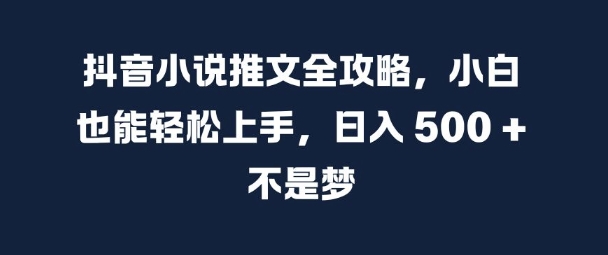 抖音小说推文全攻略，小白也能轻松上手，日入 5张+ 不是梦【揭秘】-灵动共创