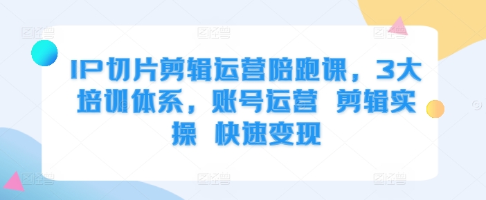 IP切片剪辑运营陪跑课，3大培训体系，账号运营 剪辑实操 快速变现-灵动共创