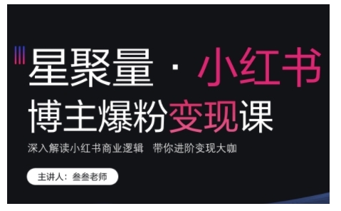 小红书博主爆粉变现课，深入解读小红书商业逻辑，带你进阶变现大咖-灵动共创